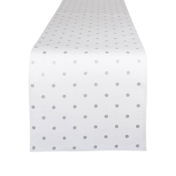 Design Imports 72 in. Reversible Polka Dot Table Runner - Silver Metallic Z02218